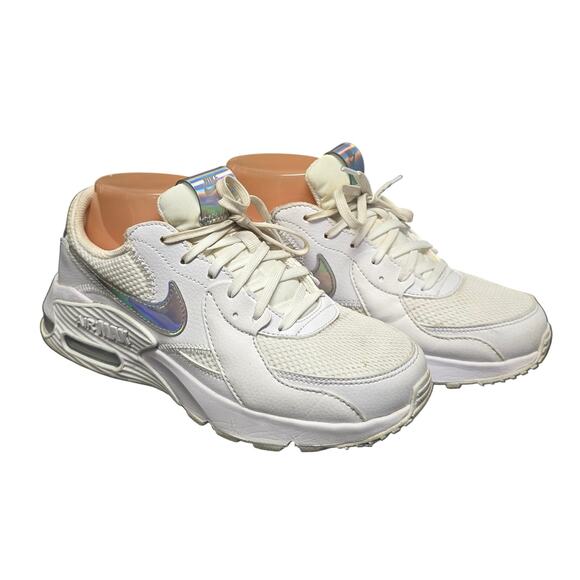 Nike Air Max White & Silver Iridescent Excee Sneakers Running Shoes - Picture 10 of 10